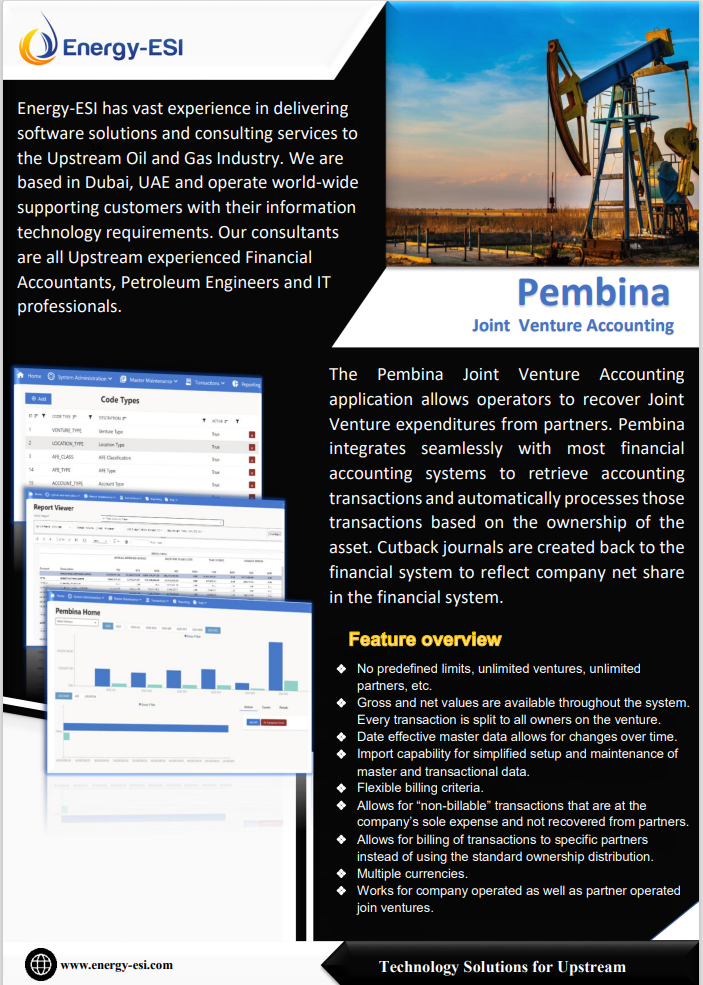 Pembina Joint Venture Accounting(JVA)